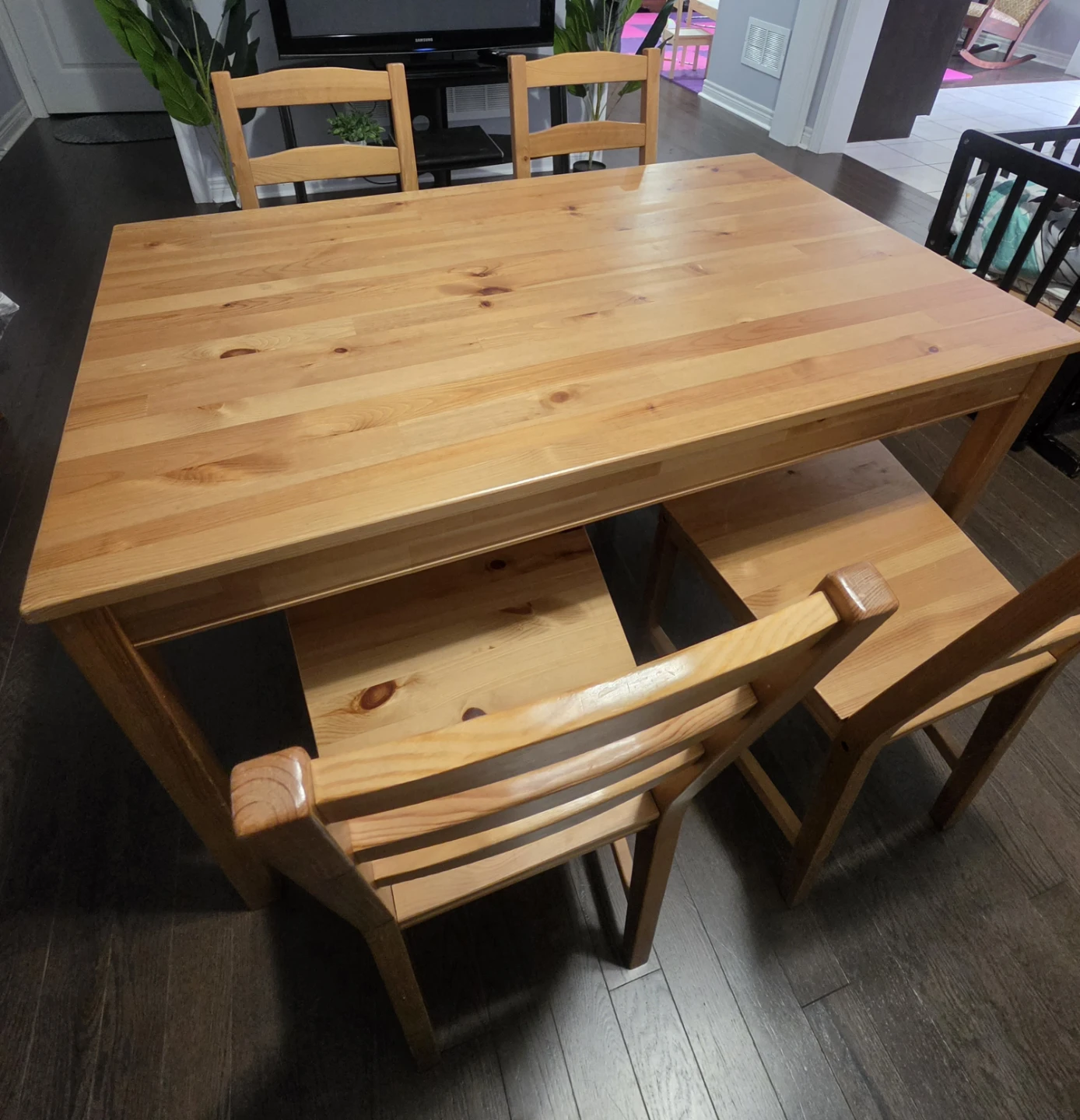 IKEA Solid Wood Dining Table Set with 4 Chairs - photo 4