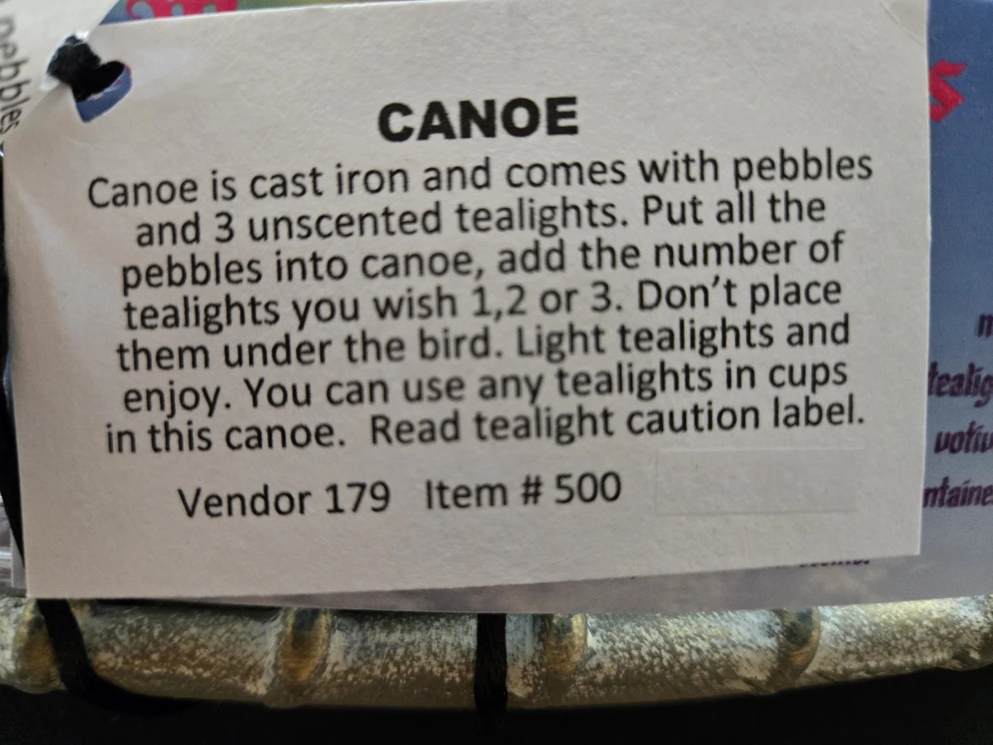 Cast Iron Canoe Tealight Holder with 3 Unscented Tealights - photo 3