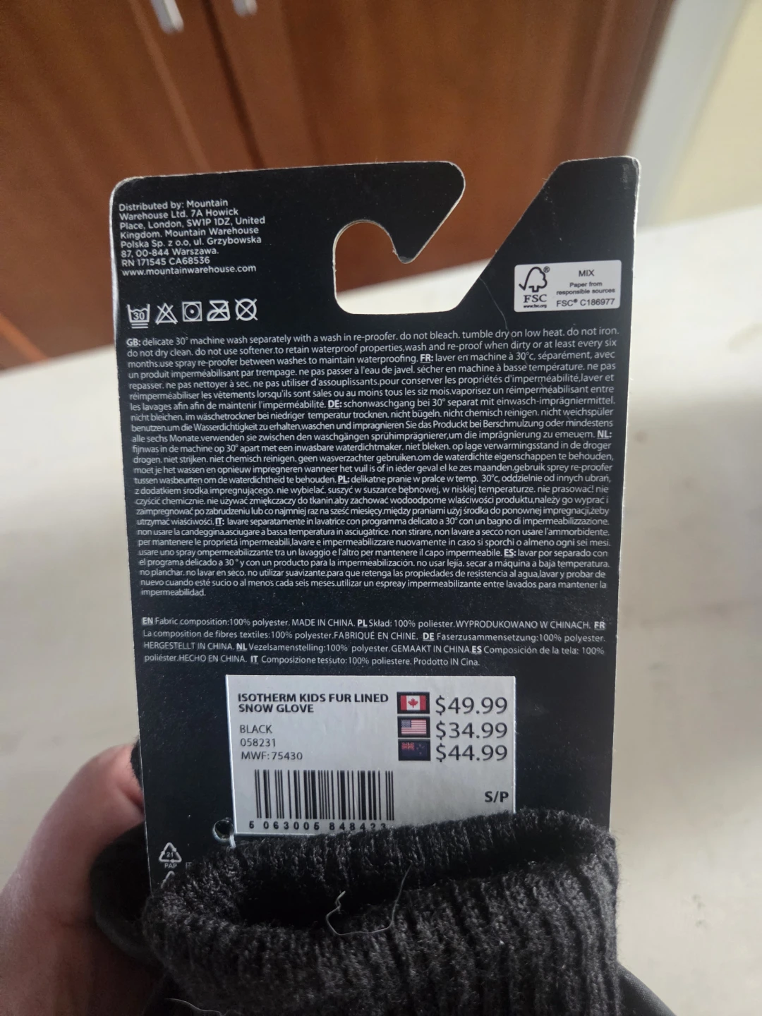 Mountain Warehouse Kids Water Resistant Fur Lined Ski Gloves - photo 3