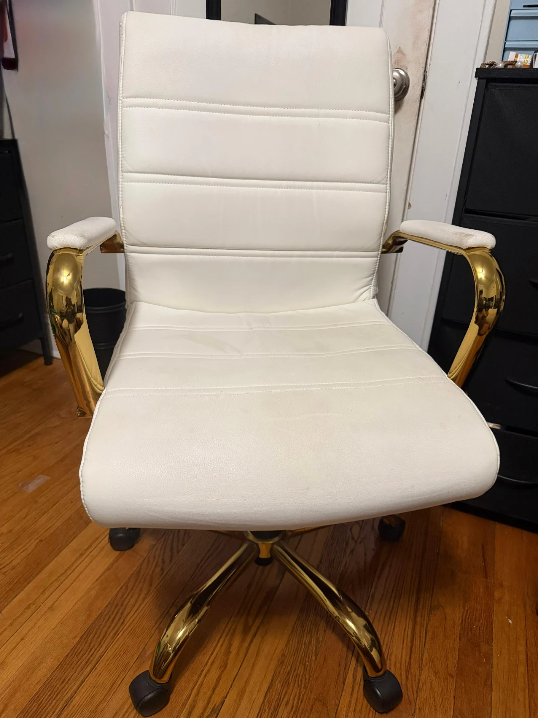 White Office Chair with Gold Accents - photo 2
