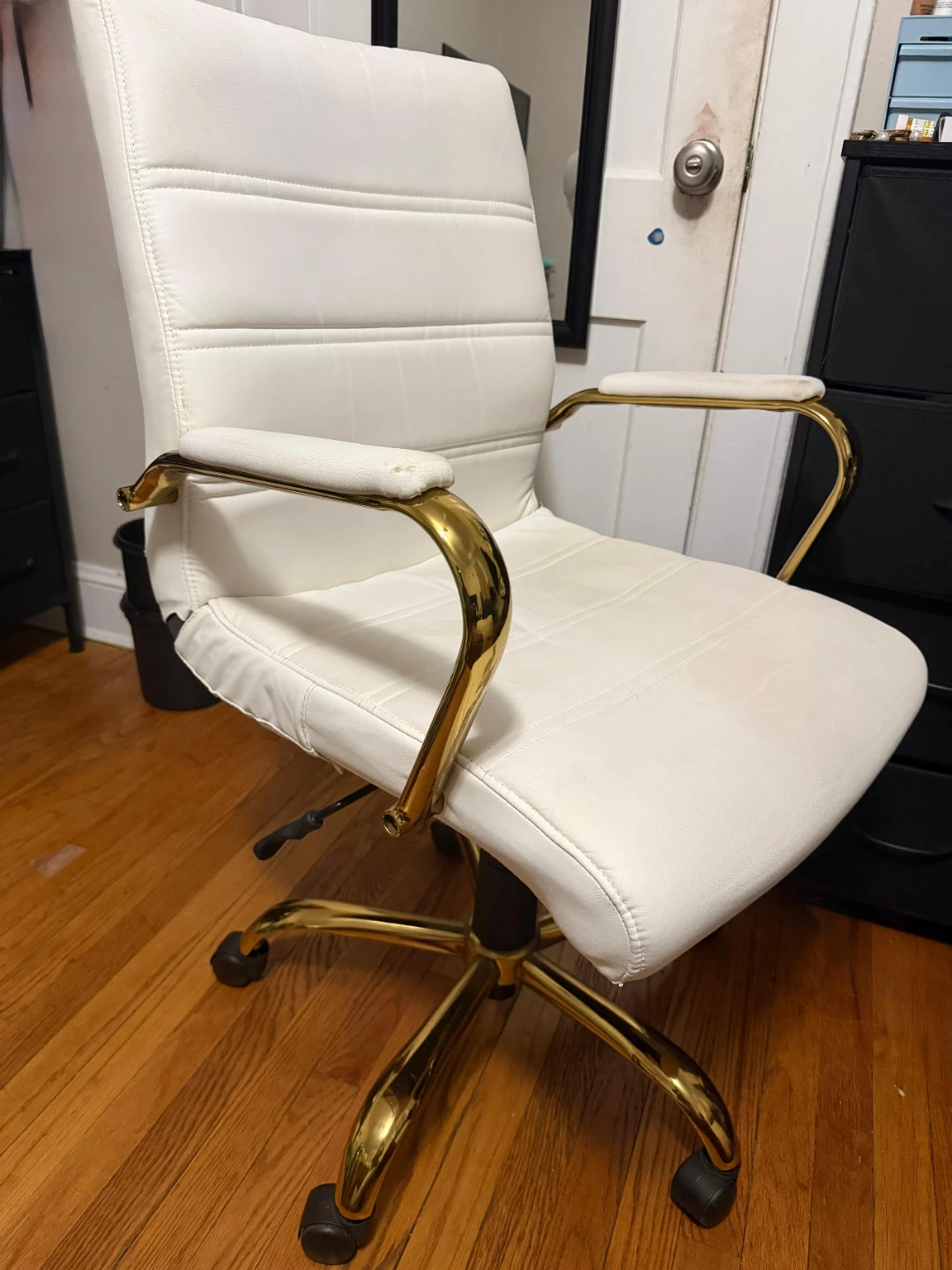 White Office Chair with Gold Accents