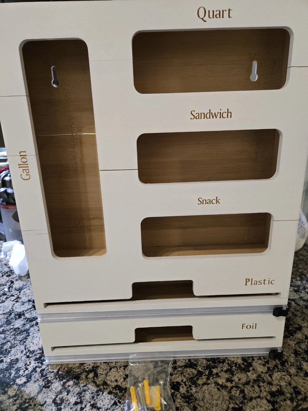 Wood Bag Organizer Dispenser for Sandwich & Snack Bags