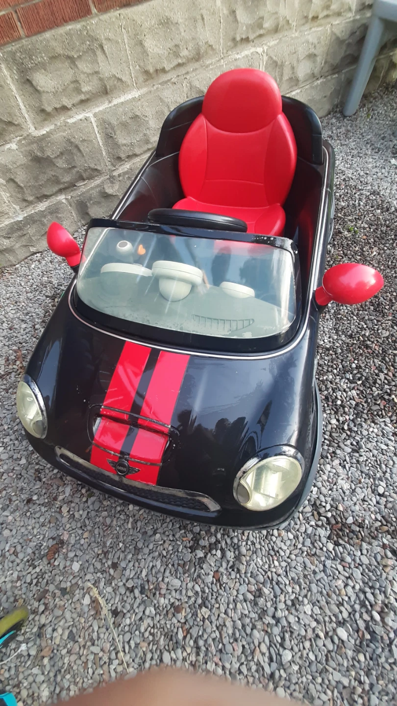 Kids Ride-On Car - Black Mini Cooper Style