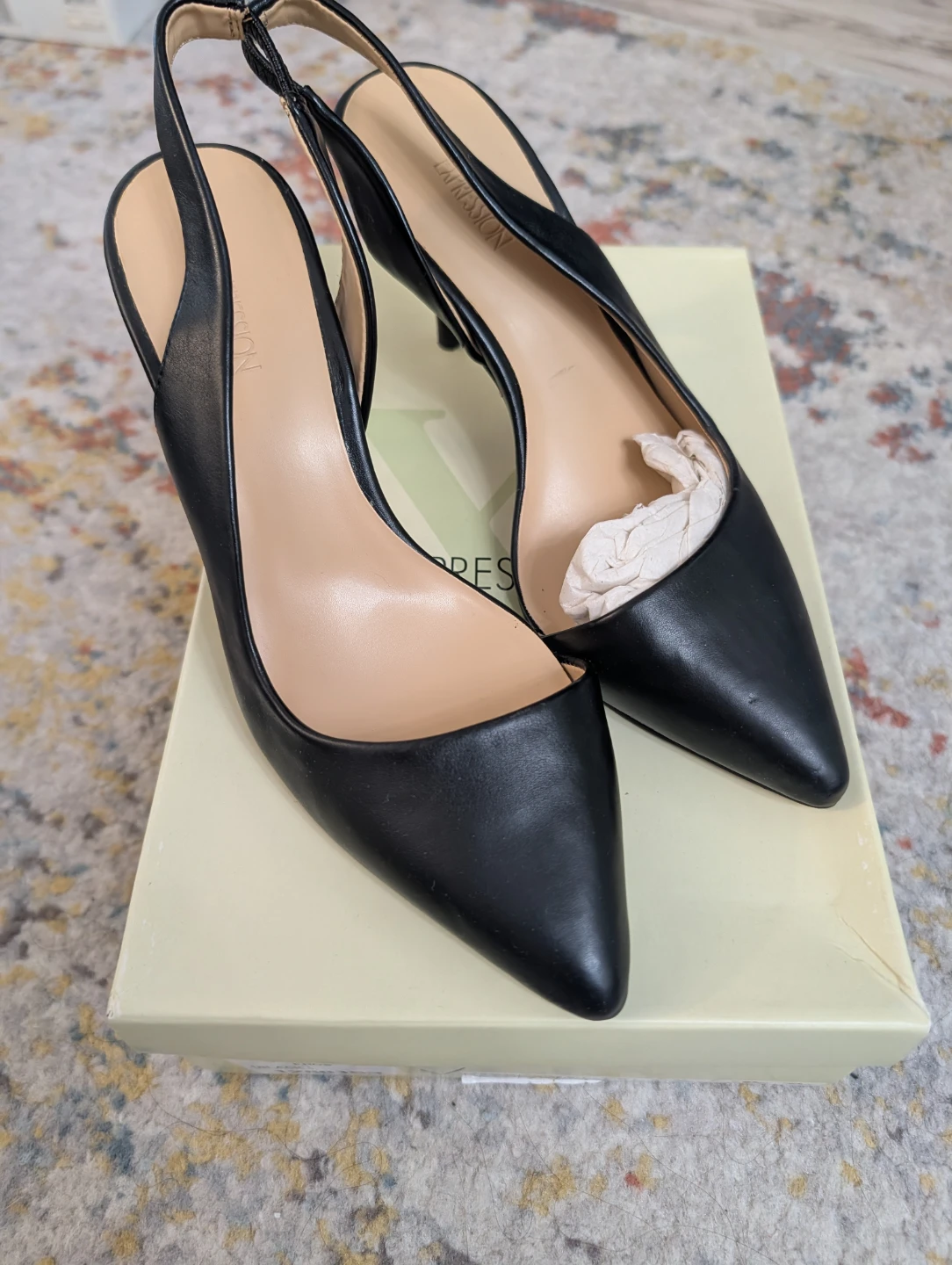 Expression Black Slingback Heels - Size 7