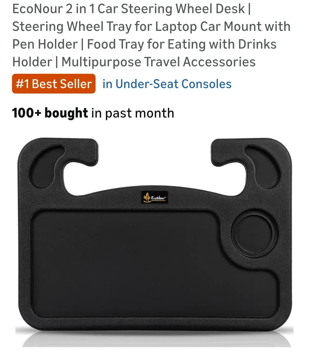 EcoNour Black Car Steering Wheel Tray - photo 4