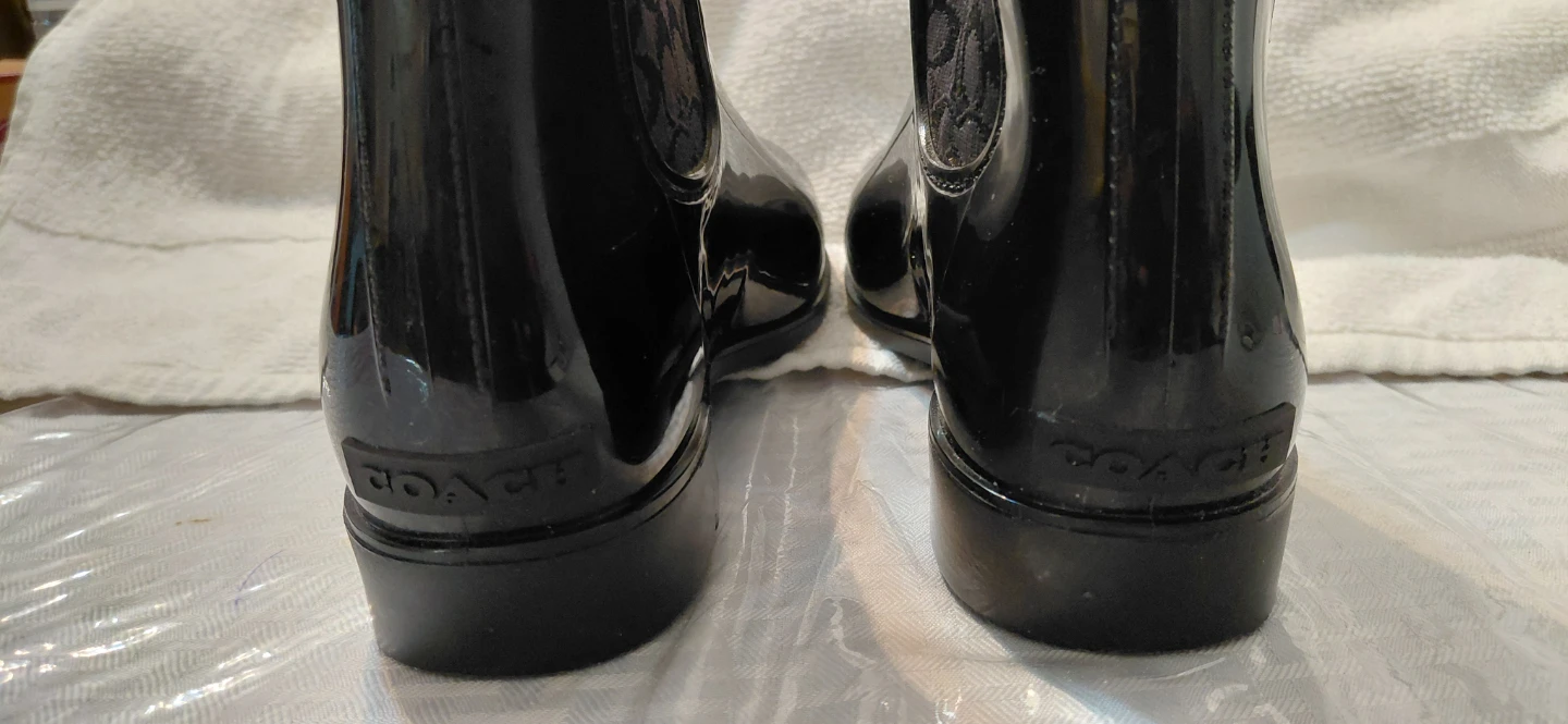Coach Black Glossy Ankle Rain Boots - photo 5