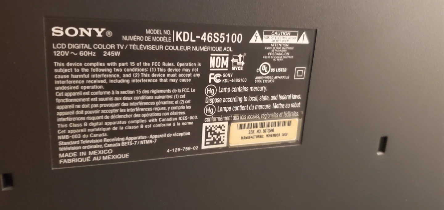 Sony BRAVIA KDL-46S5100  LCD TV - photo 2