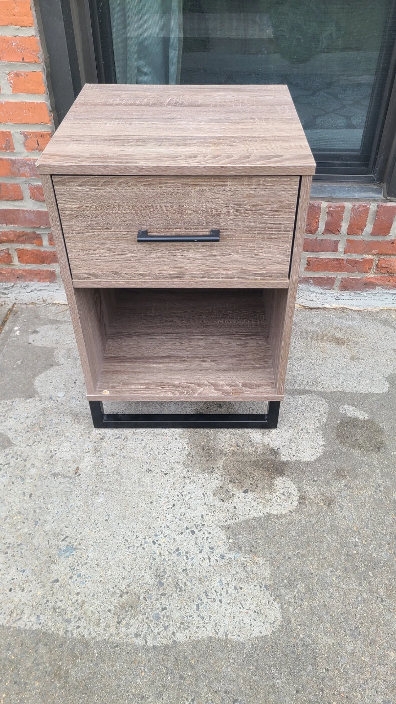 Wood Nightstand with Drawer and Shelf - photo 2