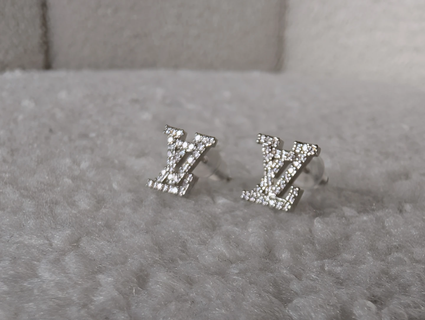 Louis Vuitton Style Stud Earrings with Rhinestones - photo 2