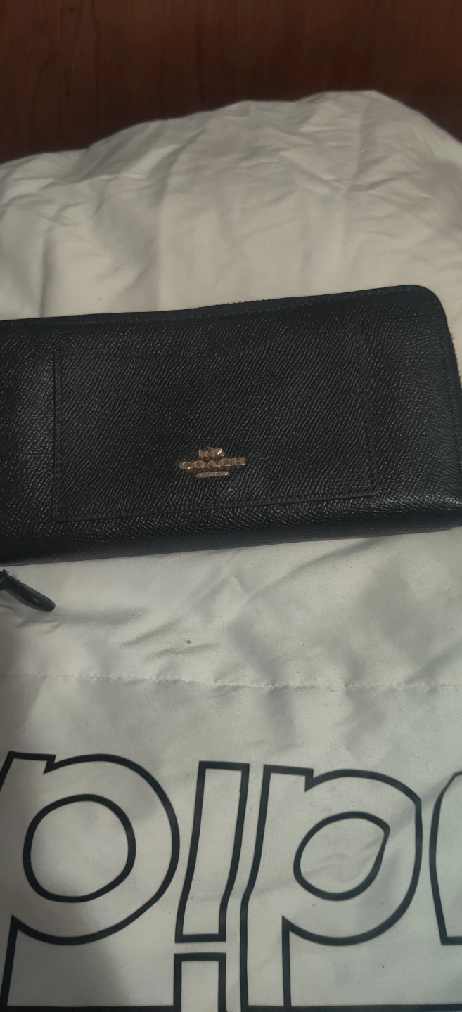 Coach Black Leather Zip Around Wallet