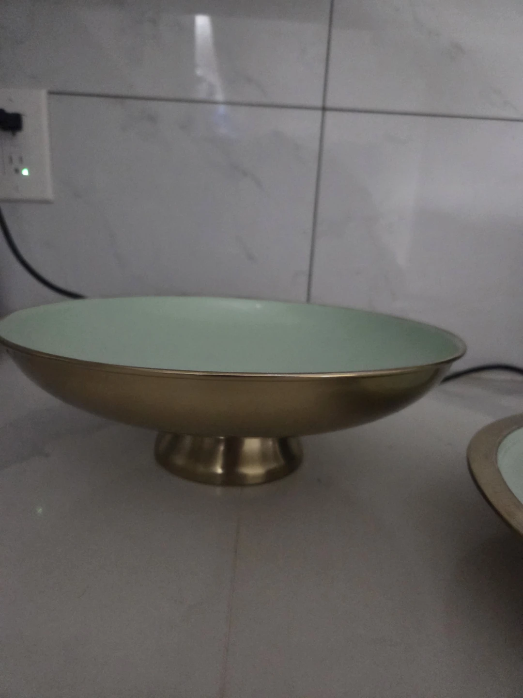 Mint green and gold serving plate/cake stand