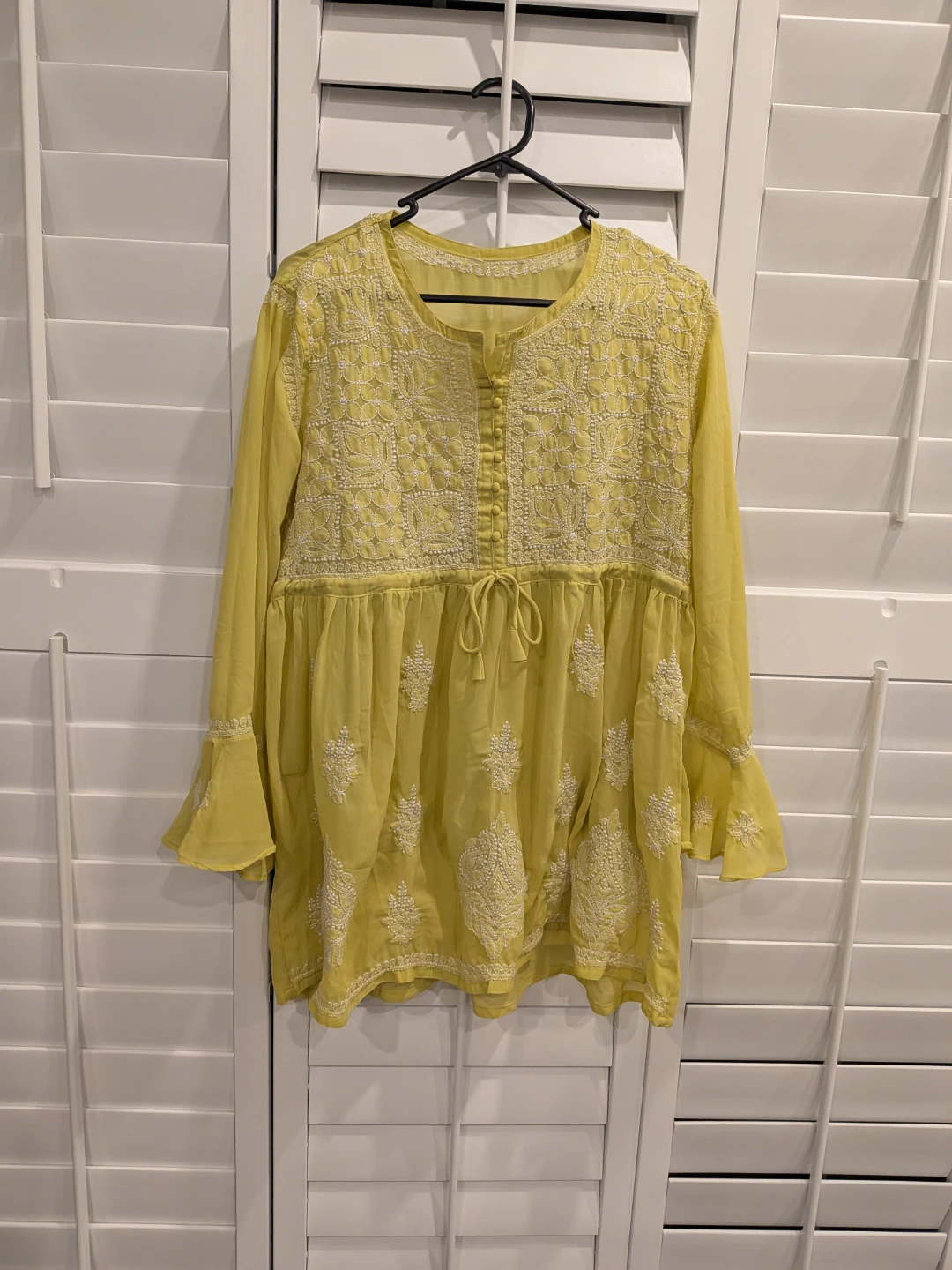 Women's Yellow Embroidered Tunic