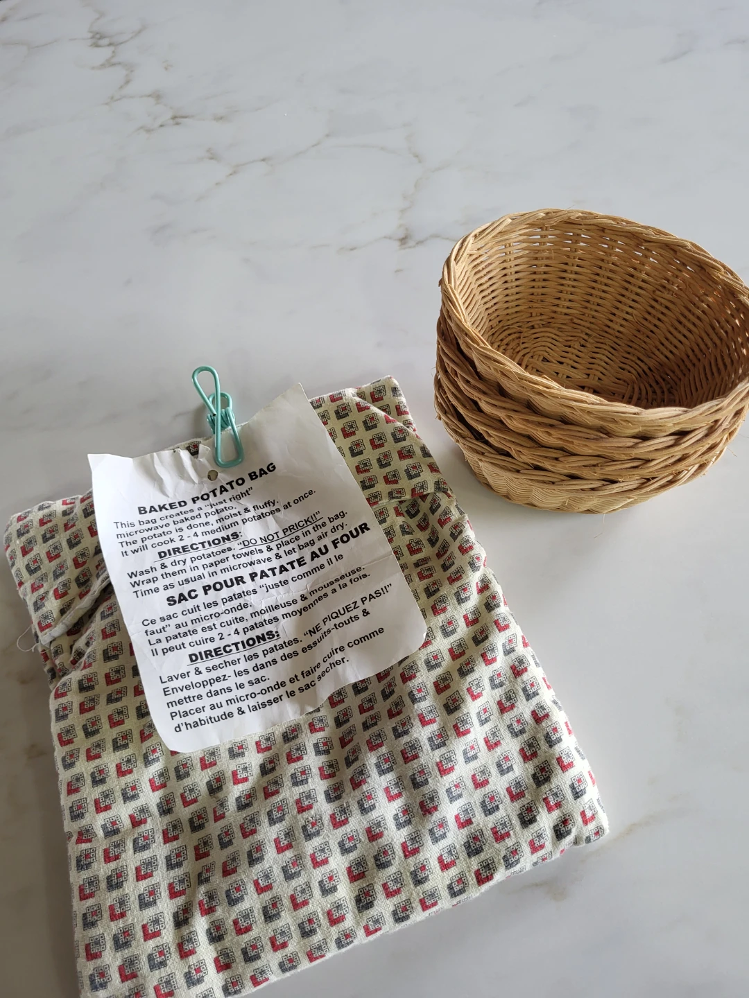 Set of 4 wicker baskets for baked potato & Microwave bag - photo 3