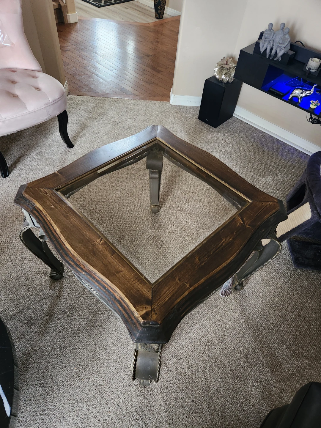 Ornate Wood and Glass Coffee Table - photo 3