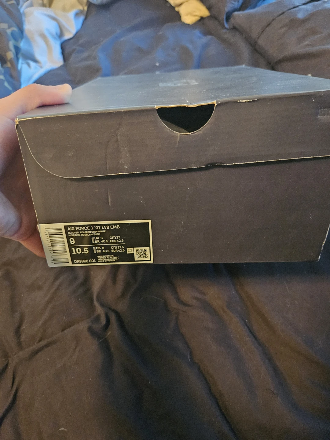 Nike Air Force 1 '07 LV8 EMB Black Purple Shoes Size 9 - photo 5