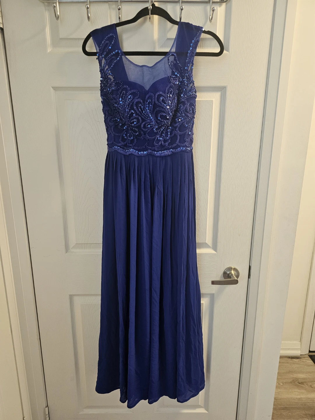 Blue Beaded Formal Gown Dress