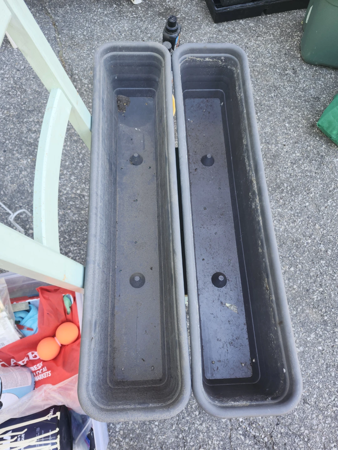 Set of 2 Dark Grey Rectangular Planters