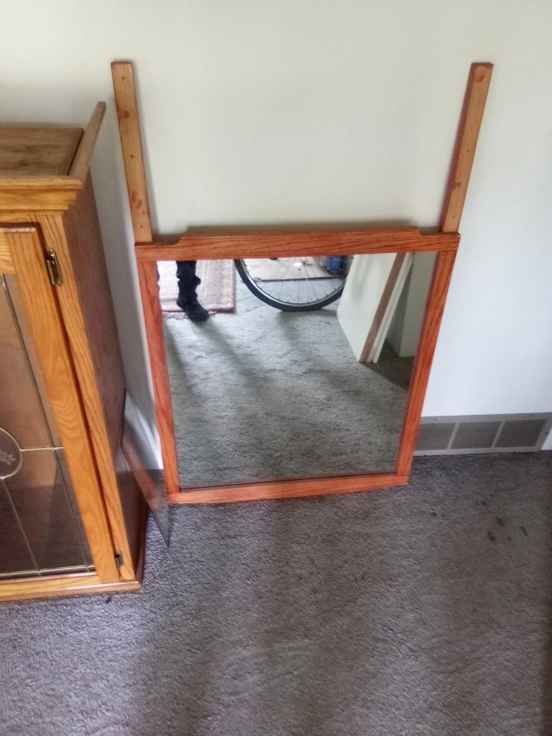 Wooden Desk with Hutch and Mirror - photo 2