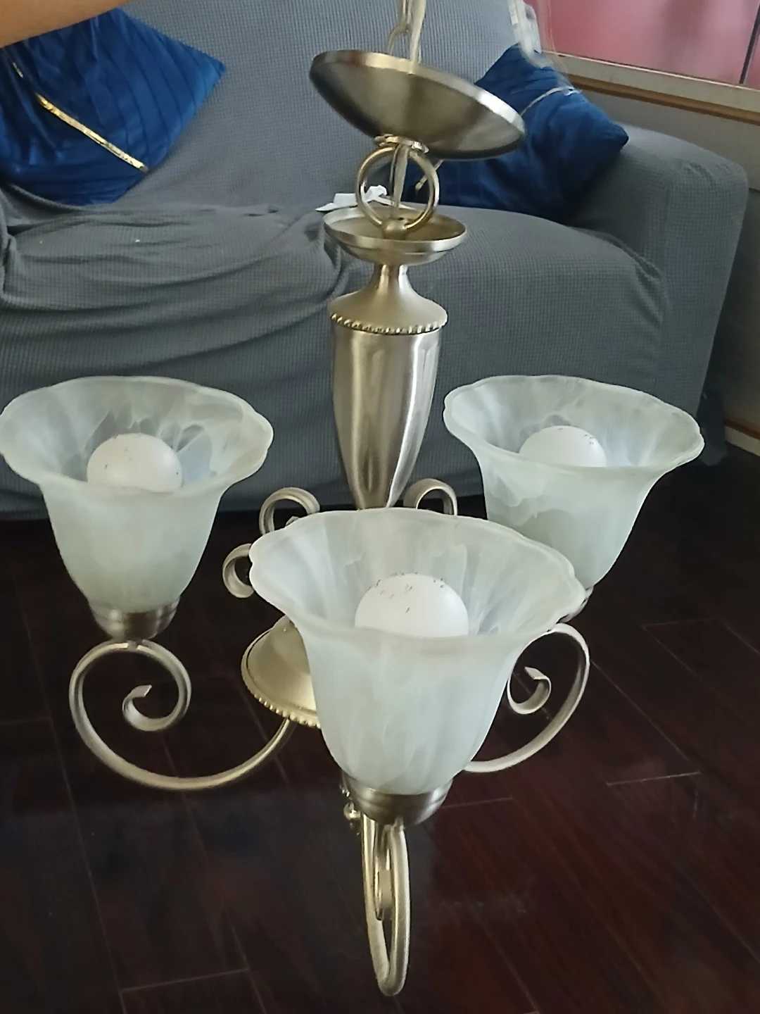 3-Light Chandelier with Frosted Glass Shades