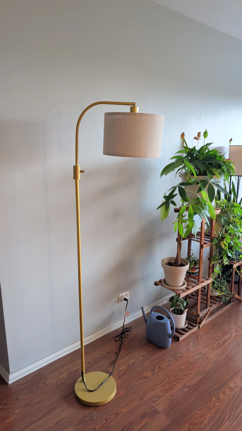 Gold Arc Floor Lamp with Fabric Shade - photo 3
