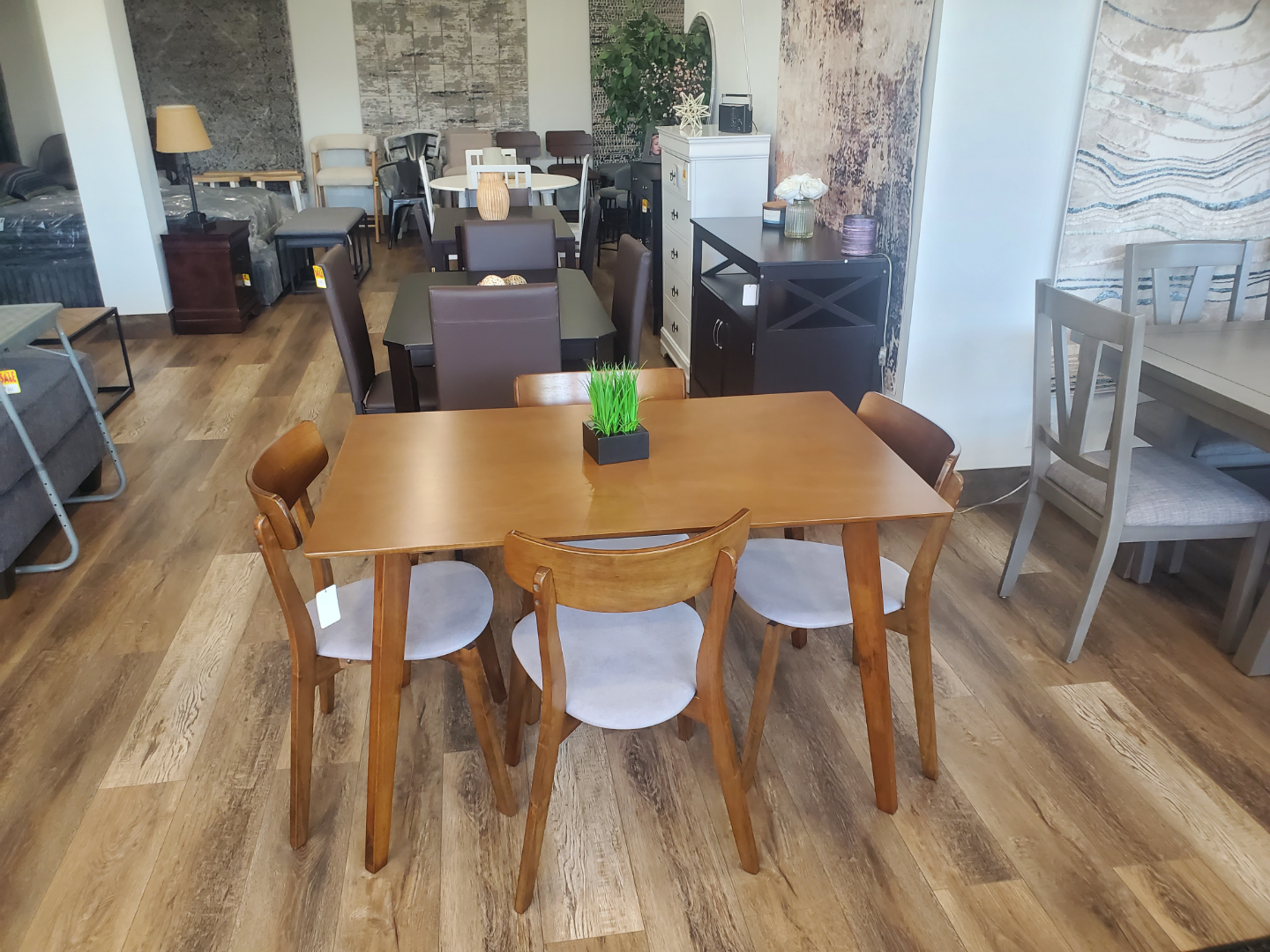 Mid-Century Modern Style Wood Dining Chair with Upholstered Seat