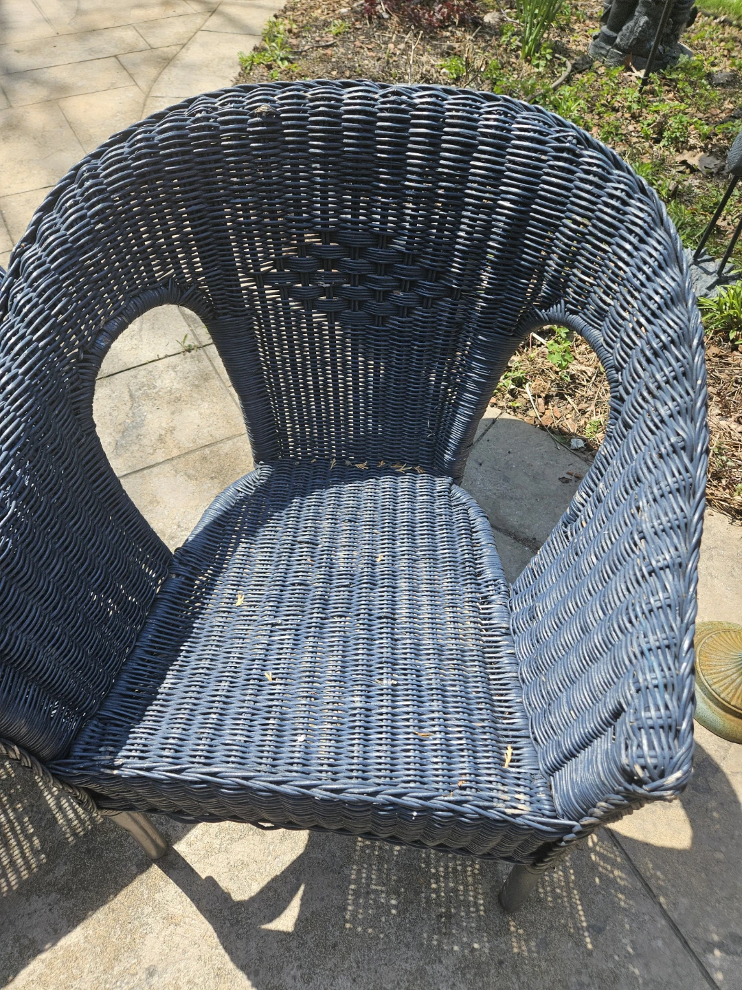 Set of 4 Navy Blue Wicker Patio Chairs with cushions - photo 4