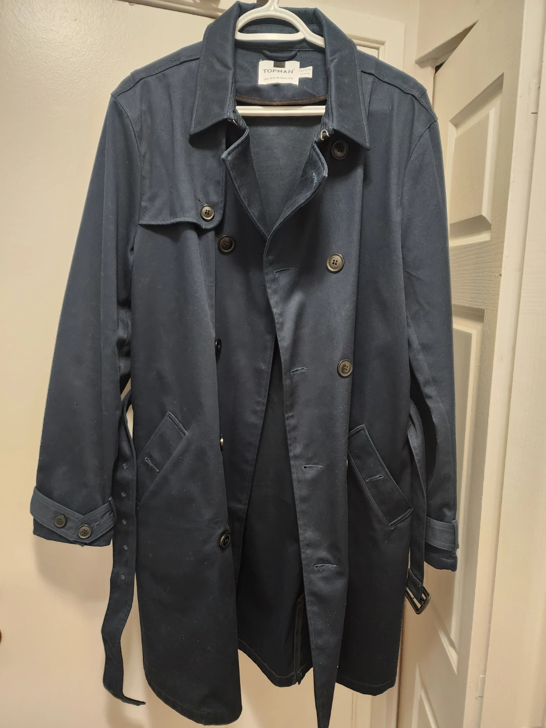 Topman Navy Trench Coat Size M