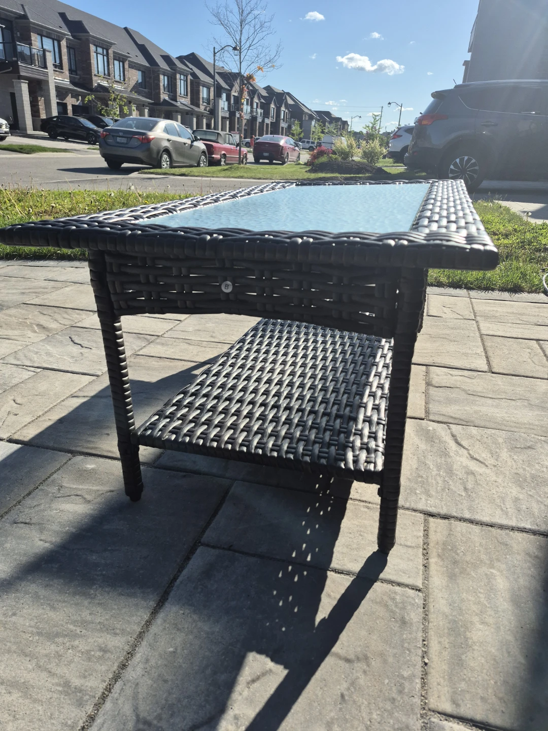 Wicker Coffee Table with Glass Top - photo 2