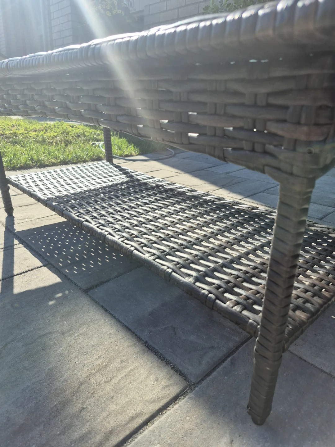 Wicker Coffee Table with Glass Top - photo 3