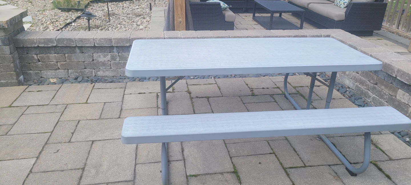 Grey Folding Picnic Table with Benches