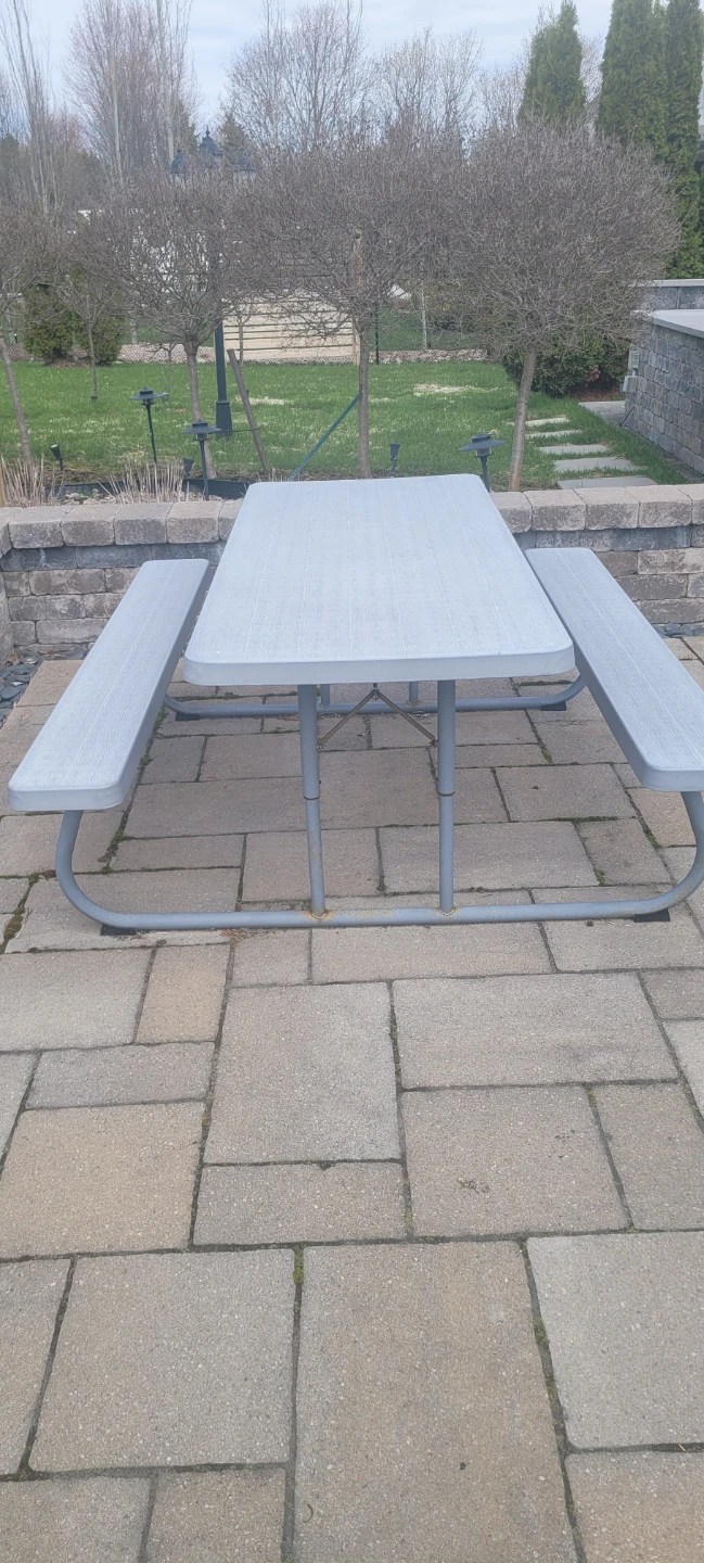 Grey Folding Picnic Table with Benches - photo 2