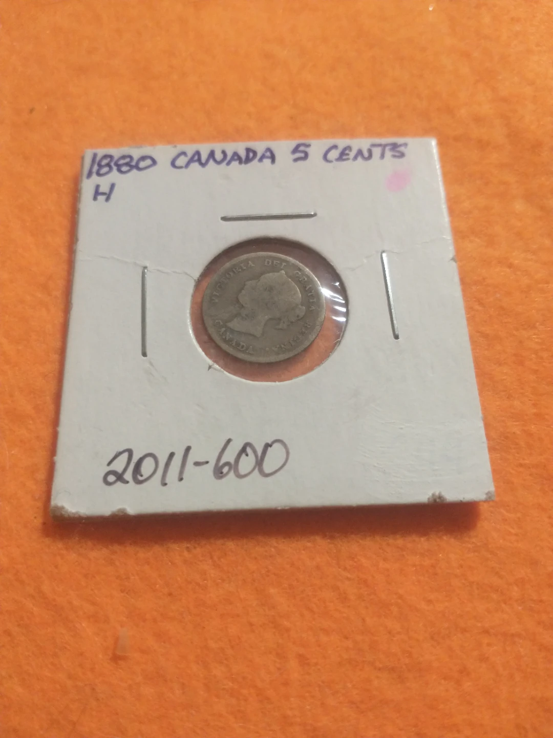 Attractive F 1880H Canada .925 silver Victoria 5 cents, KM #2 - photo 5