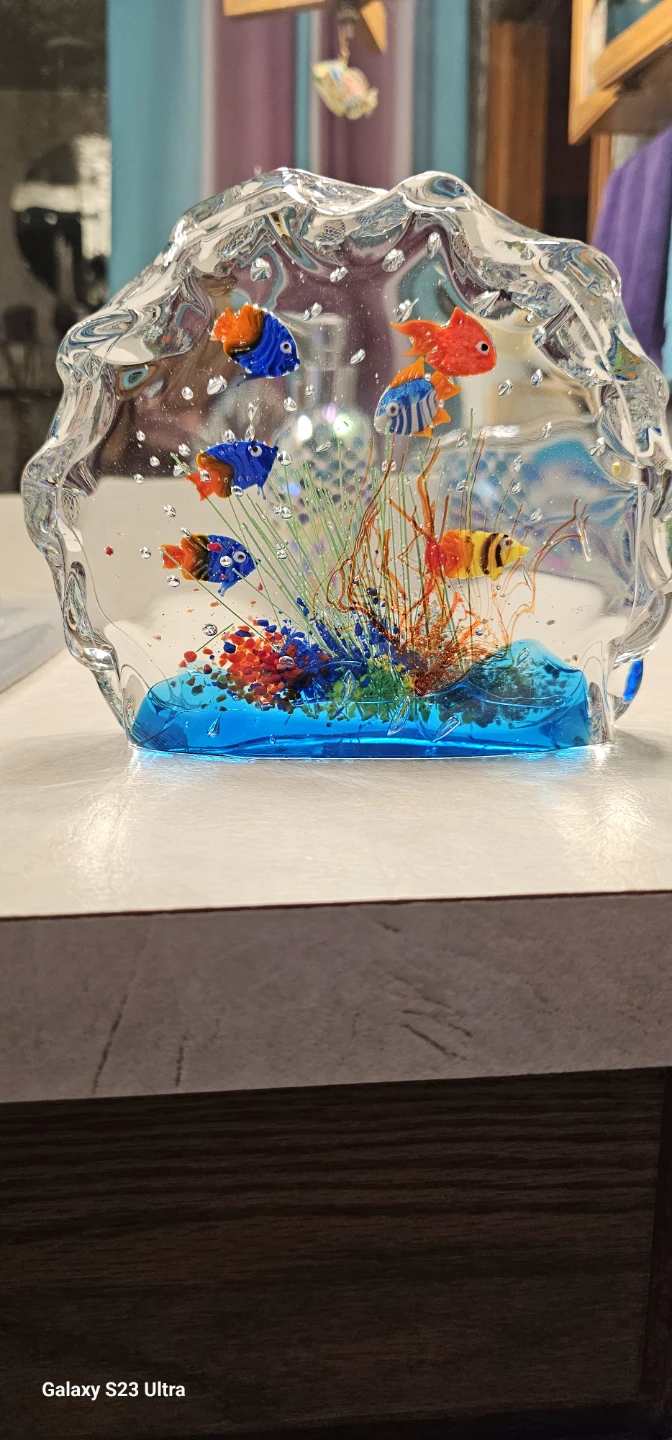 Glass Aquarium Sculpture with Fish - photo 3