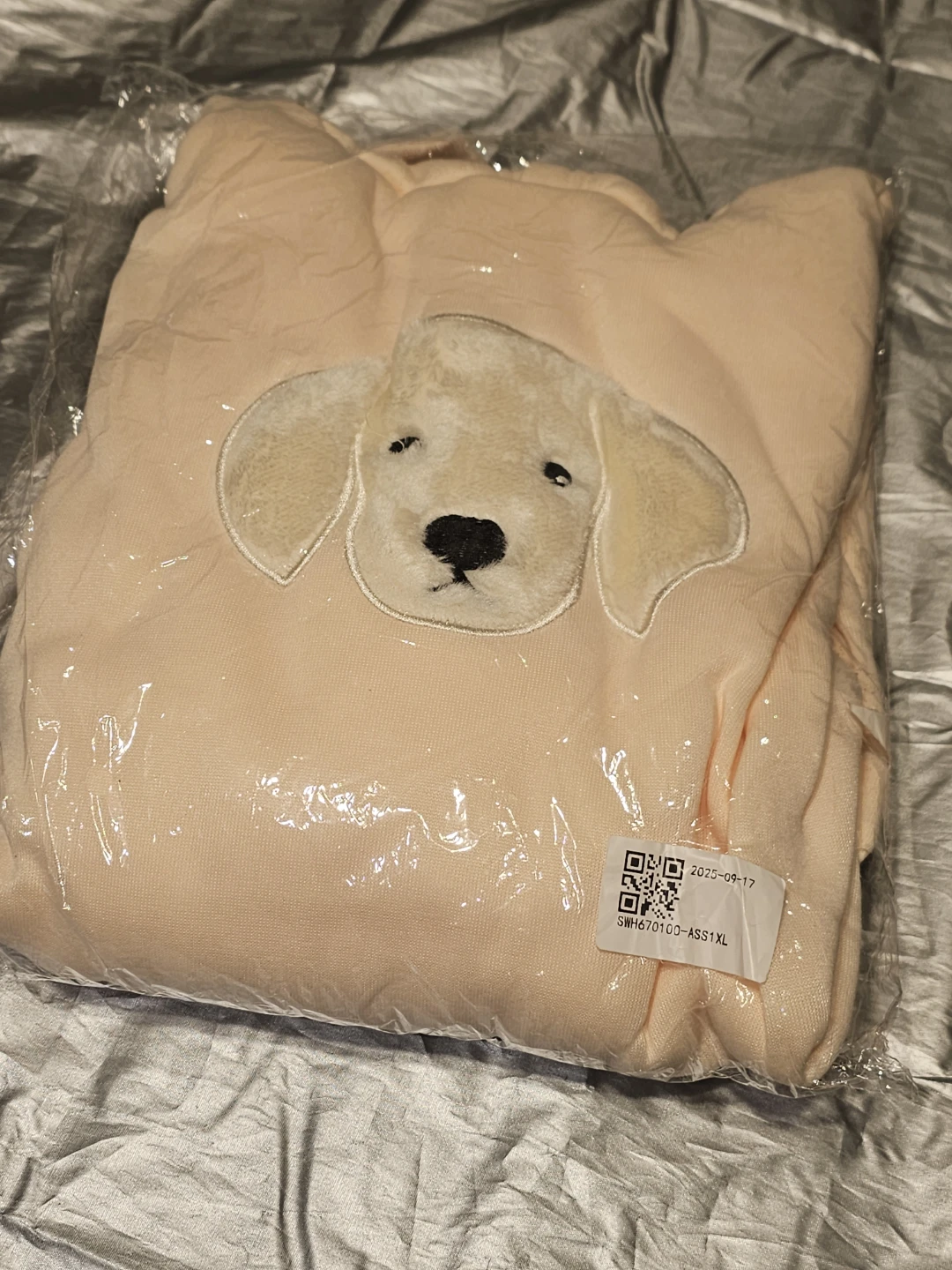 Cute Dog Face Peach Hoodie - XL