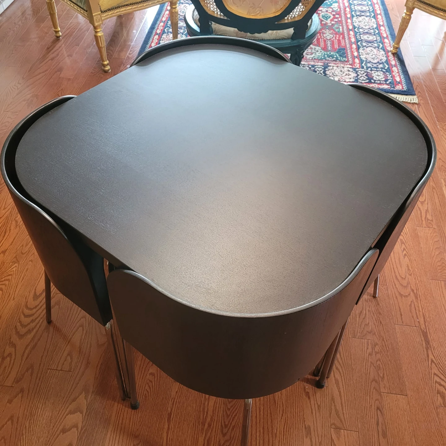 Black Dining Table Set with 4 Chairs