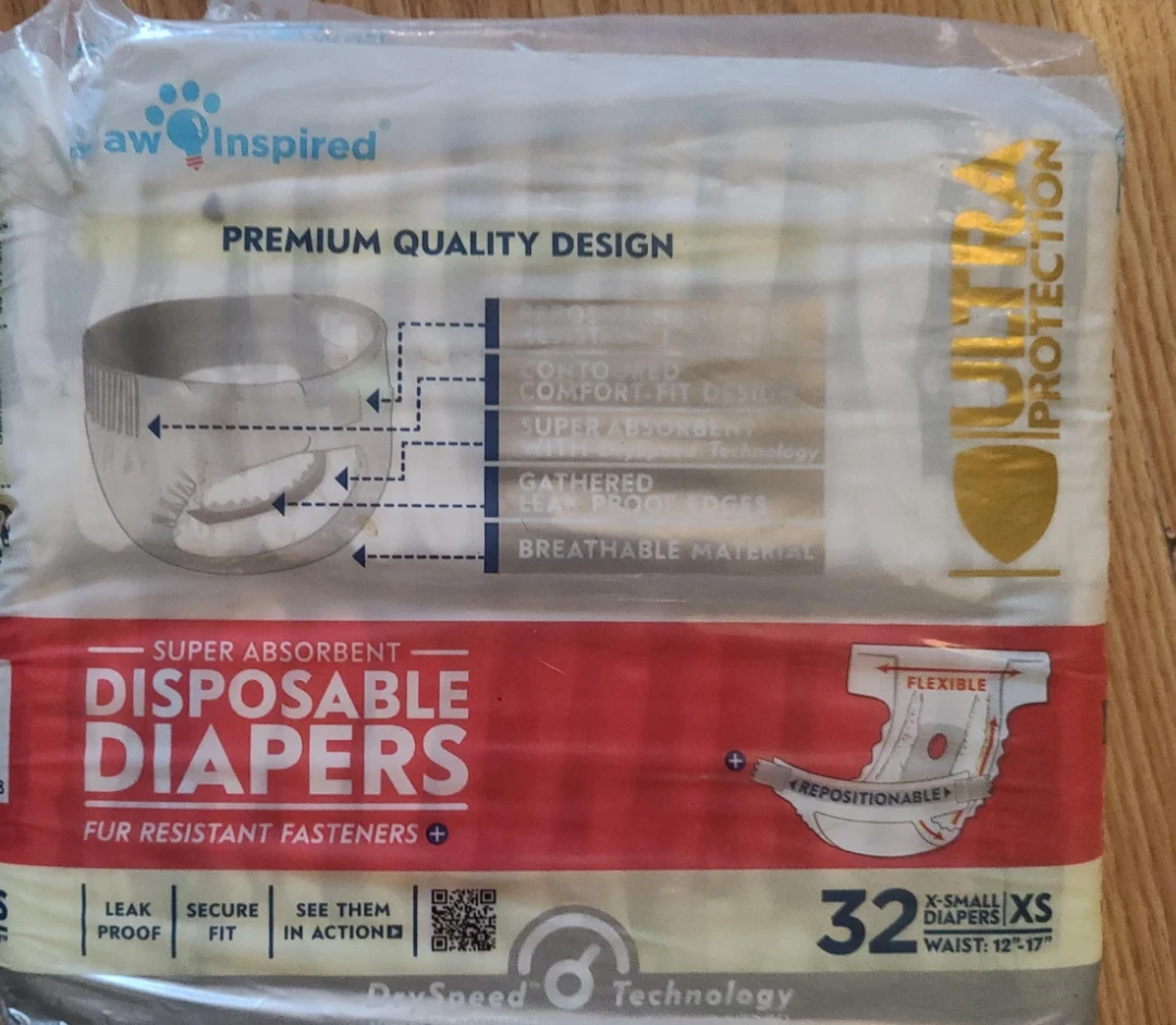 Dog Diapers, X-Small, 32 count