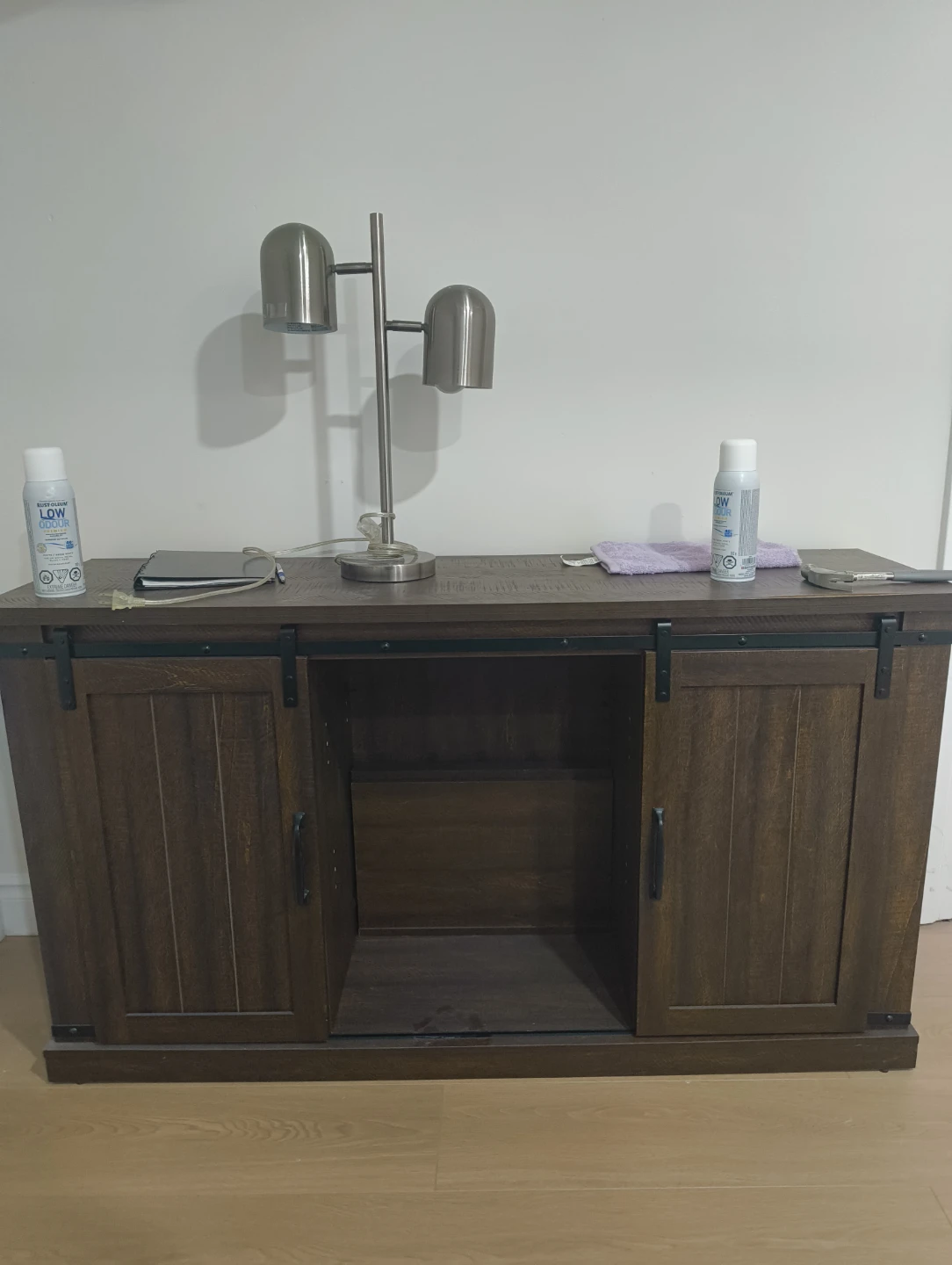 Barn Door TV Stand/Console - Dark Wood