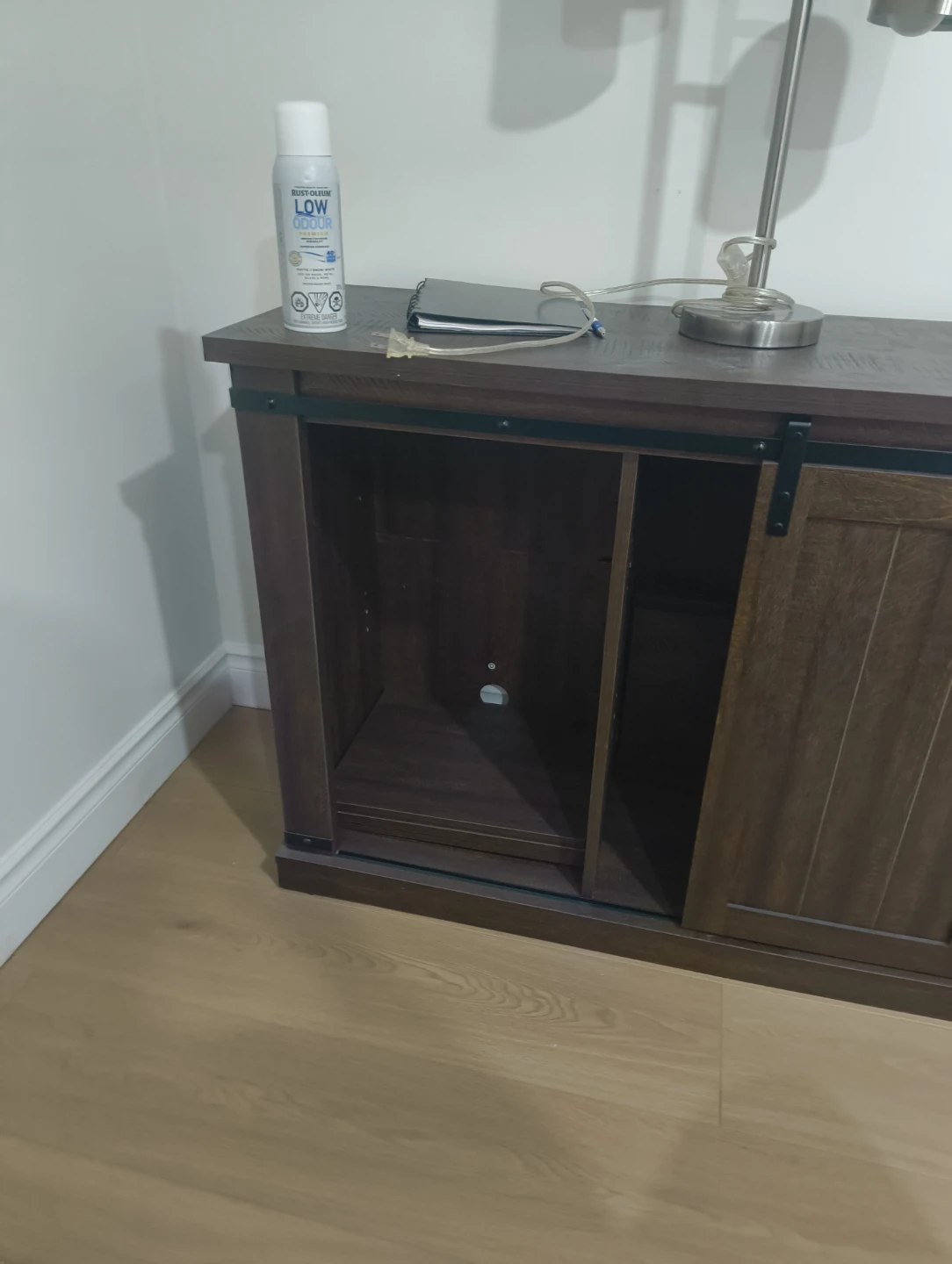 Barn Door TV Stand/Console - Dark Wood - photo 2