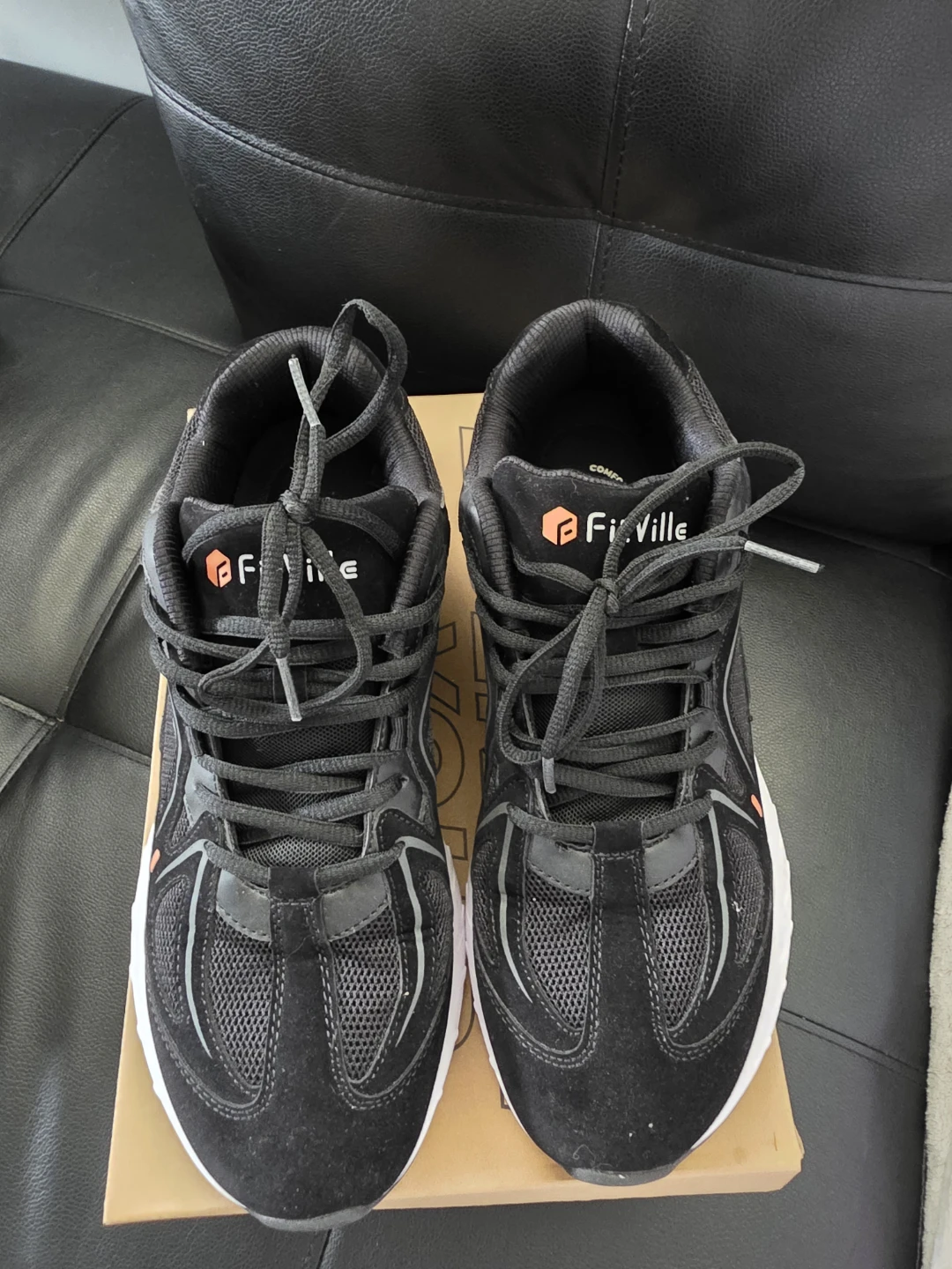 FitVille Rebound Core V1 Men's Running Shoes - Black - 10.5W