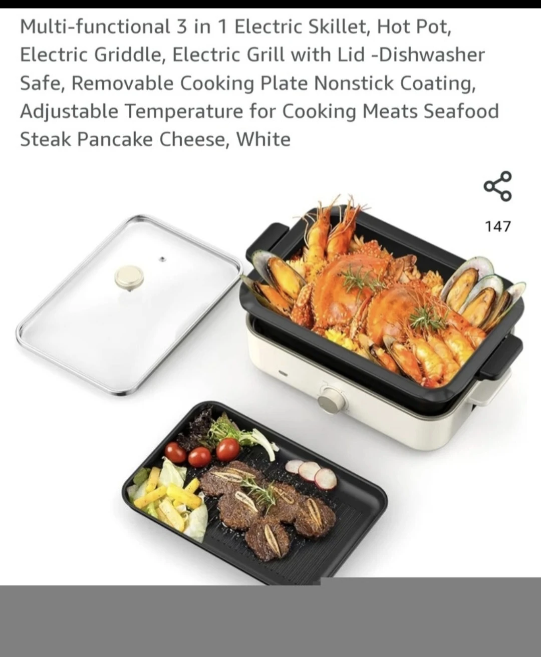 Multi-functional 3 in 1 Electric Skillet, Hot Pot, Electric Grid - photo 2