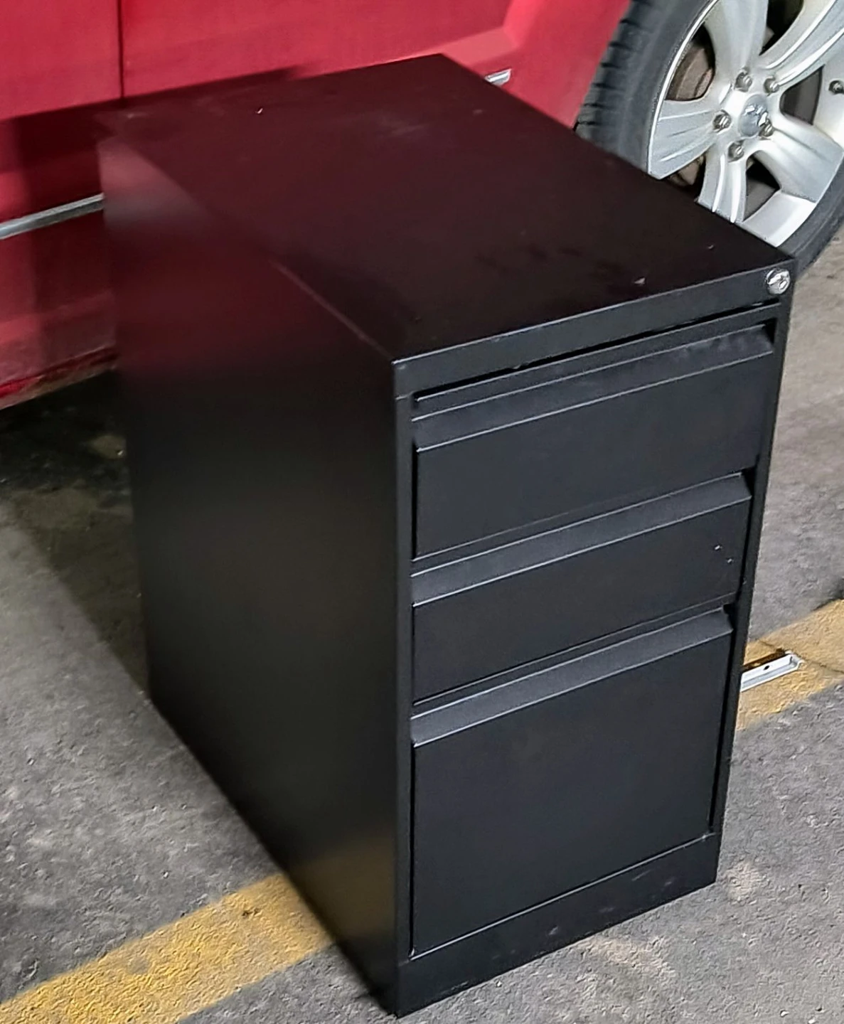 Black 3-Drawer Metal Filing Cabinet