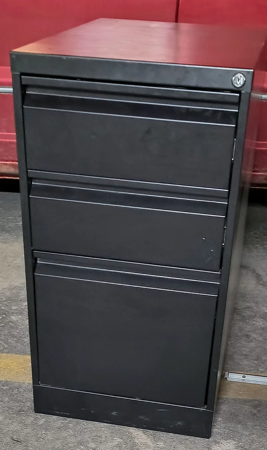 Black 3-Drawer Metal Filing Cabinet - photo 2