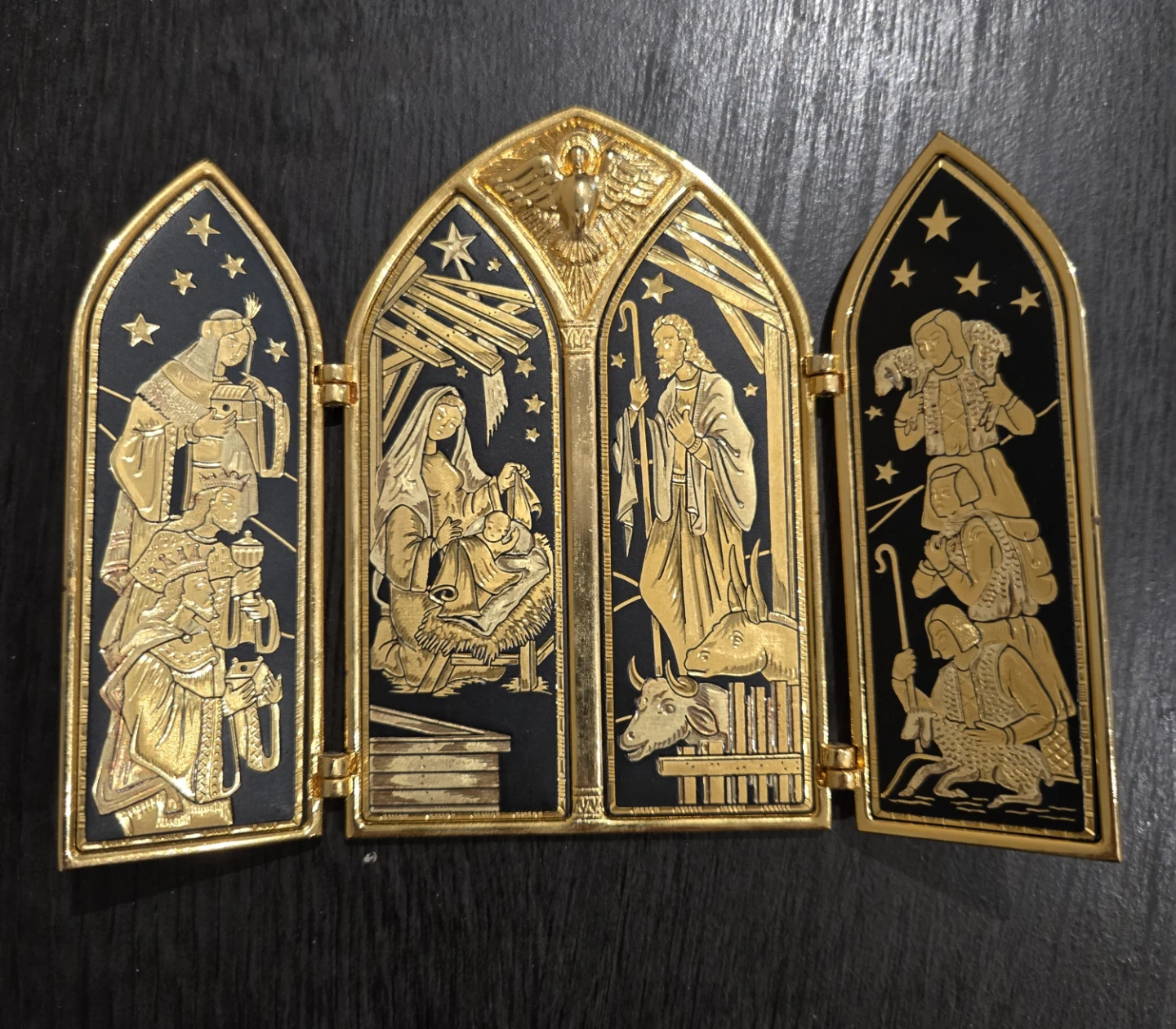 Gold Triptych Nativity Scene