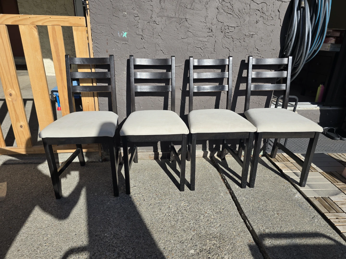 IKEA Lerhamn Dining Chairs x4 with white cushion