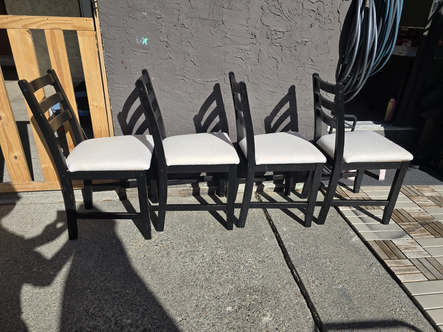 IKEA Lerhamn Dining Chairs x4 with white cushion - photo 2