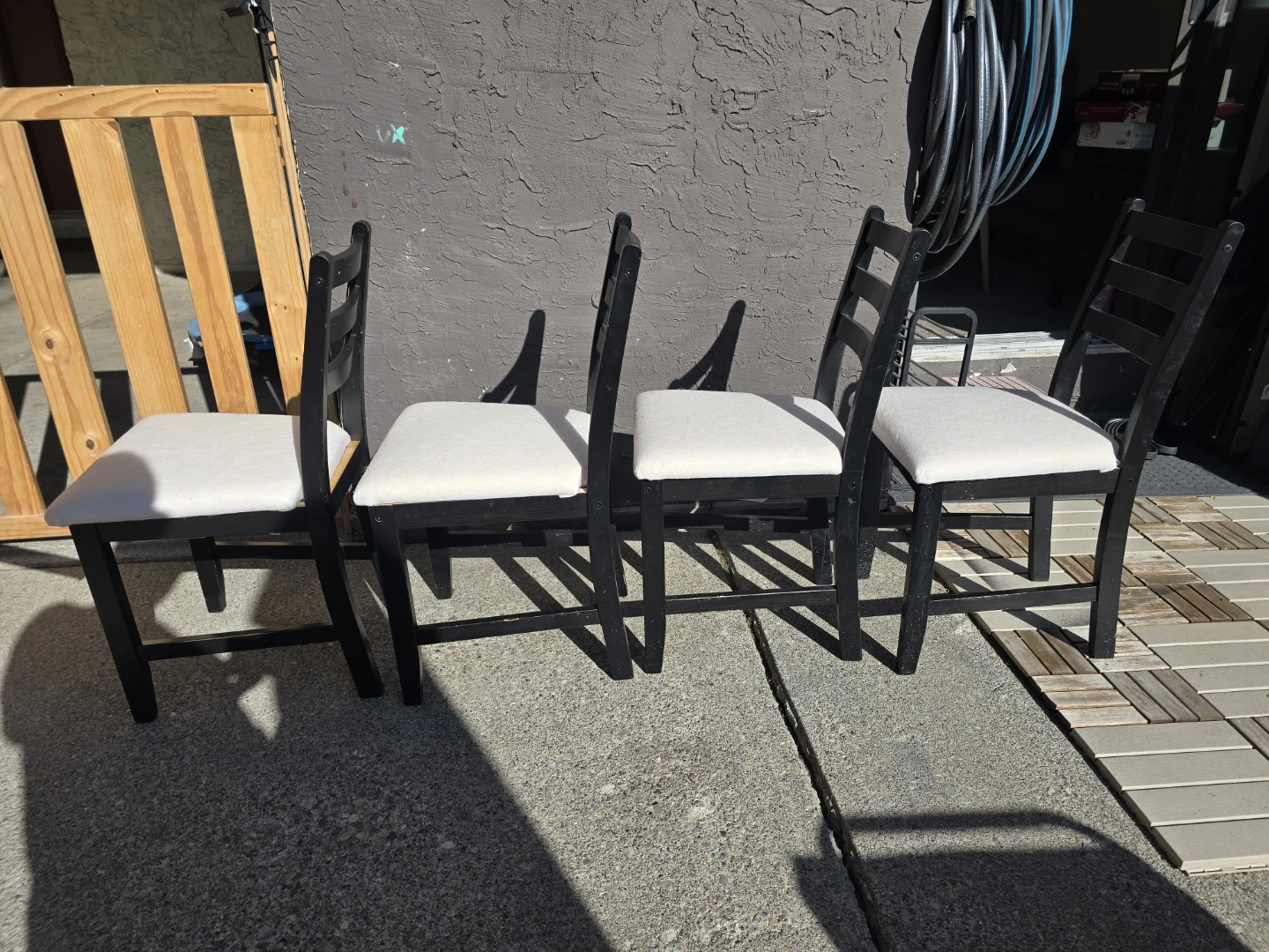 IKEA Lerhamn Dining Chairs x4 with white cushion - photo 4