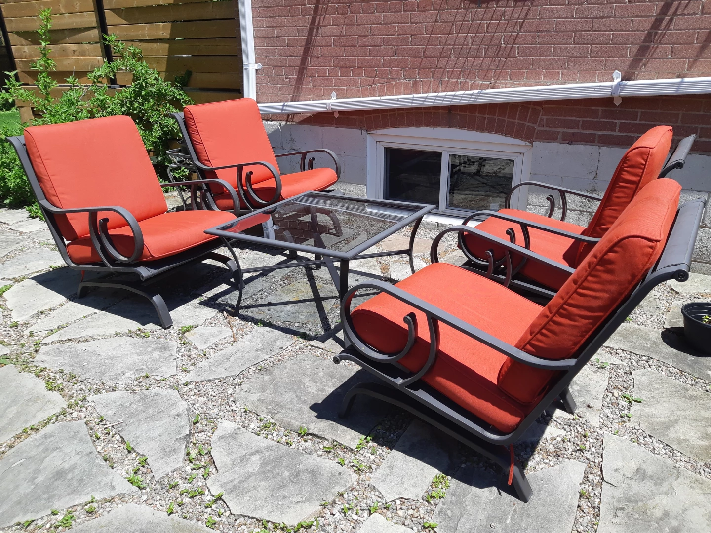 Outdoor Patio Set with 4 Chairs and Coffee Table