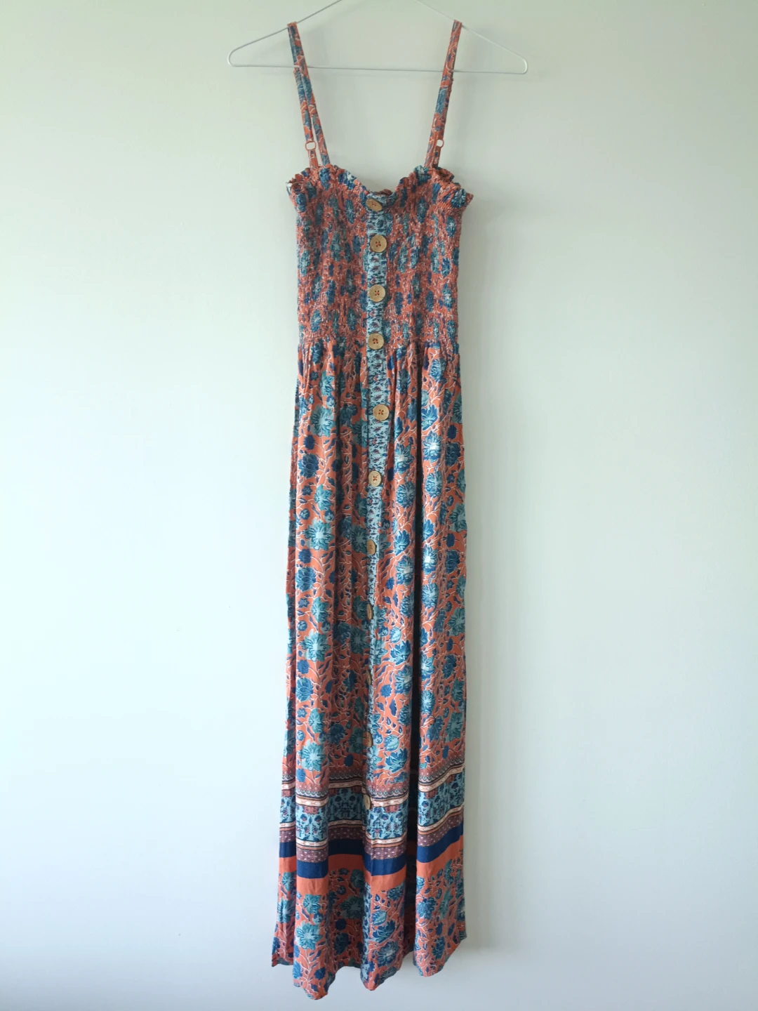 Angie Maxi Dress - Orange & Blue Paisley Floral