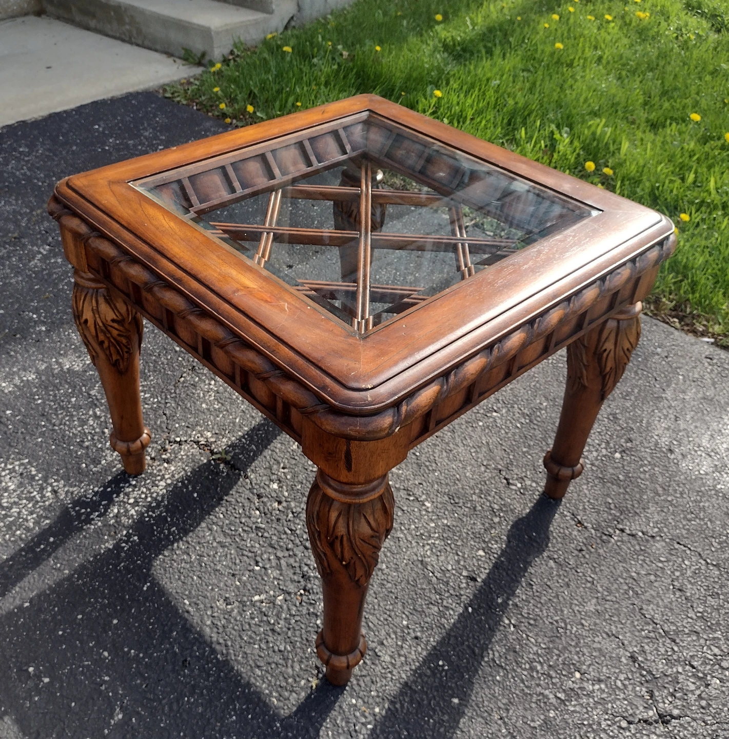 Wood and Glass End Tables