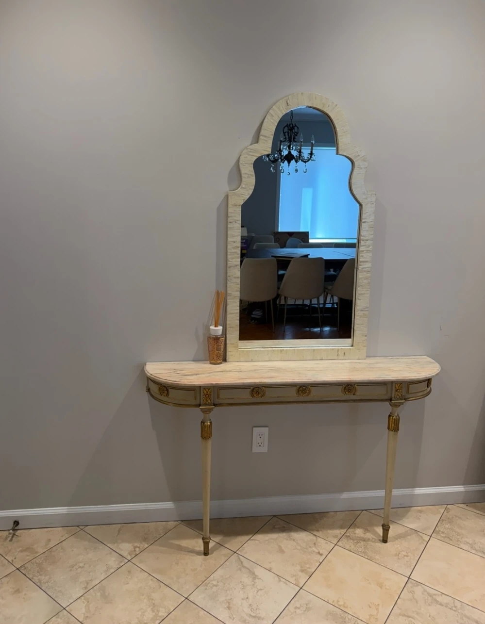louis XVI style marbletop console table with mirror